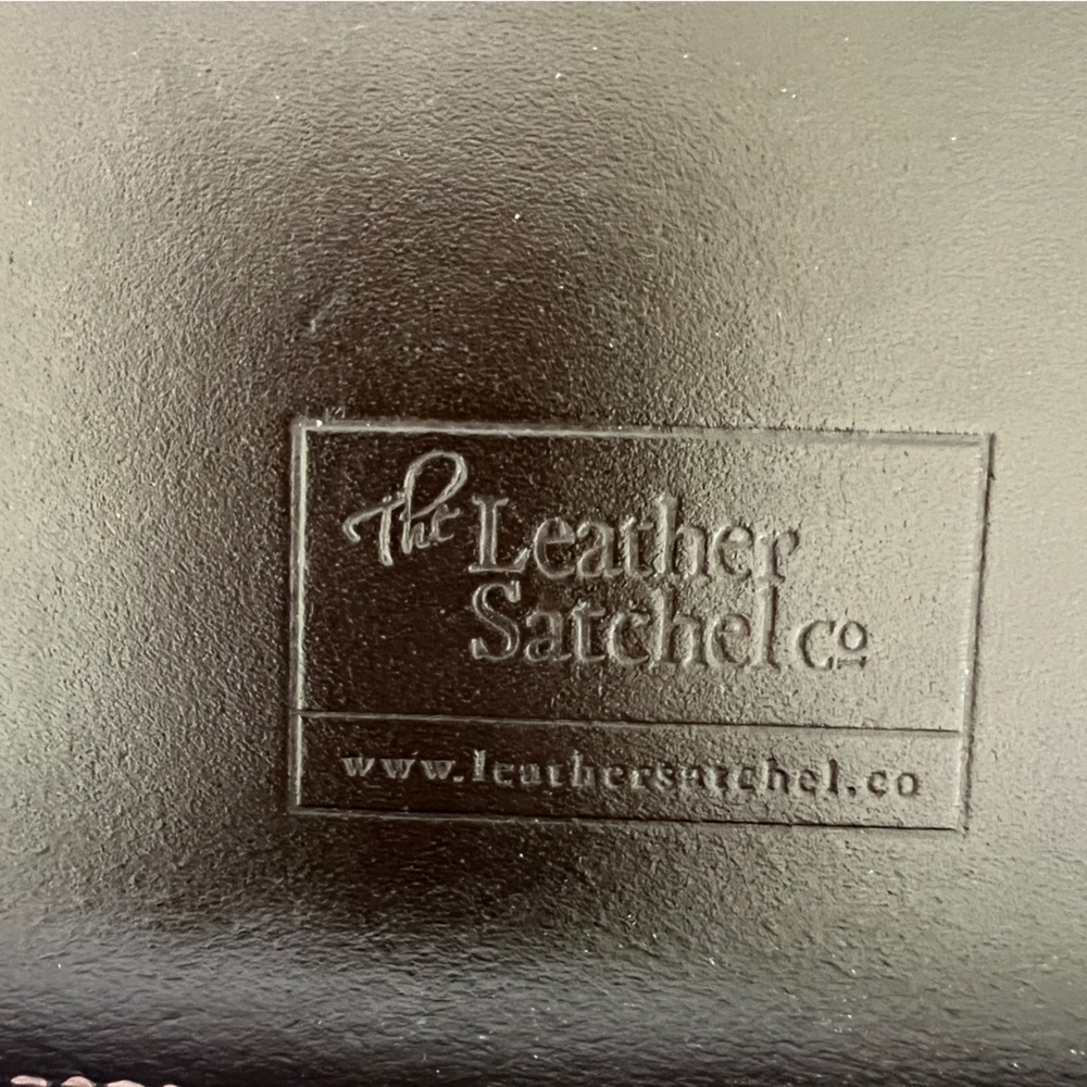 The Leather Satchel Co 15" dark brown England monogram bag briefcase messenger - Picture 4 of 7